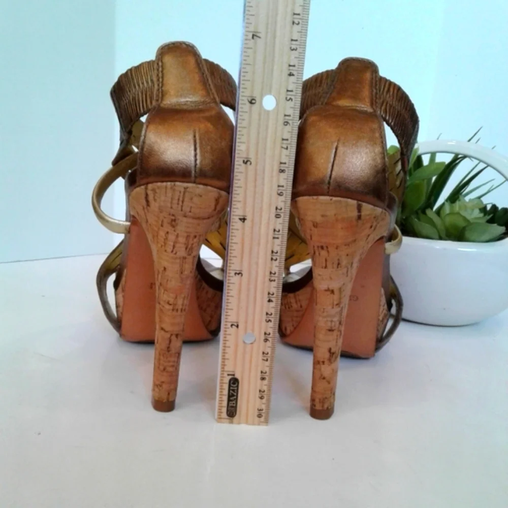 DVF metallic gold bronze leather sandals
